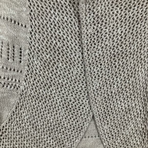 Knox Rose Cardigan SZ Large Open Front Crochet Eyelet Minimalist Bohemian Beige - Picture 5 of 13